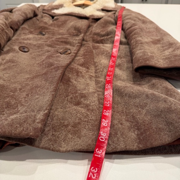 Vintage Heeksuede Brown Shearling Double-Breasted Coat Size Medium - Picture 5 of 8